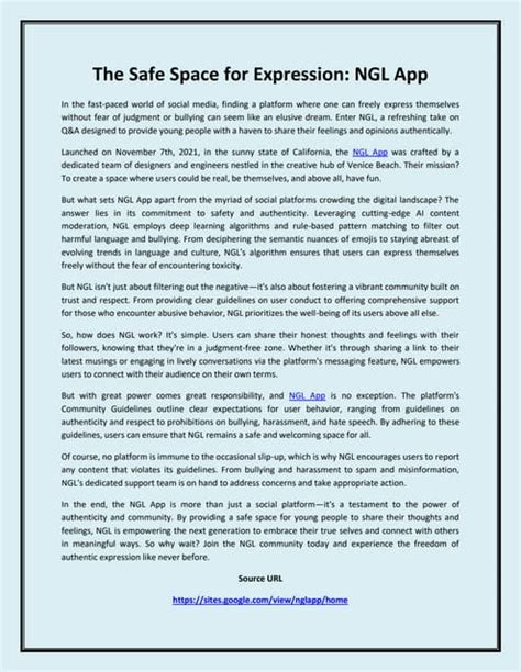 The Safe Space for Expression: NGL App .